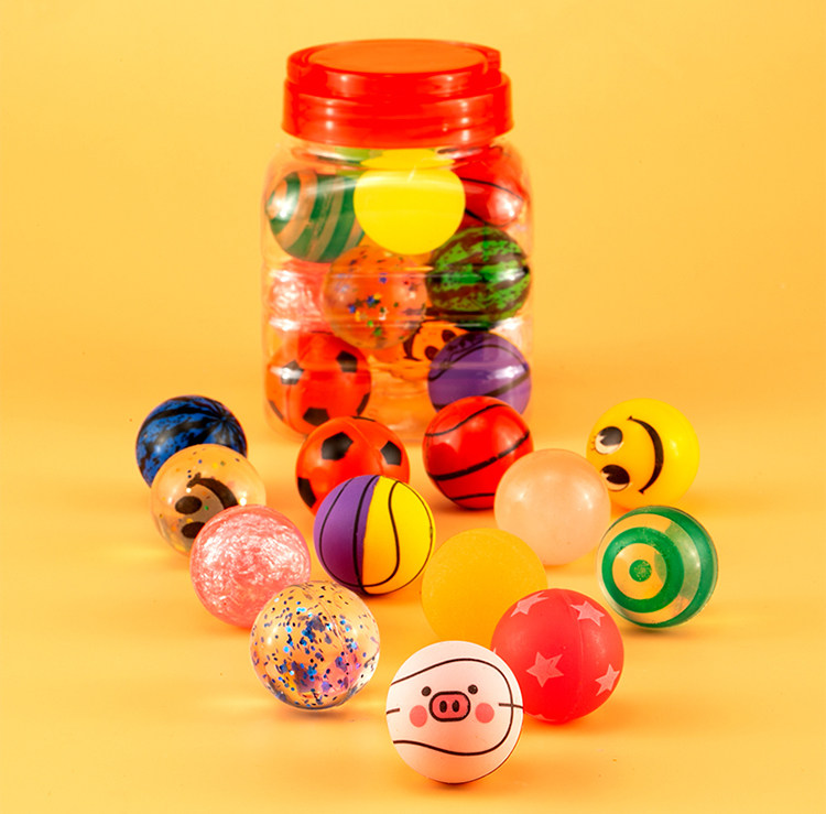 35号弹力球幼儿园儿童玩具实心橡胶弹跳球多款式罐装跳跳球弹弹球