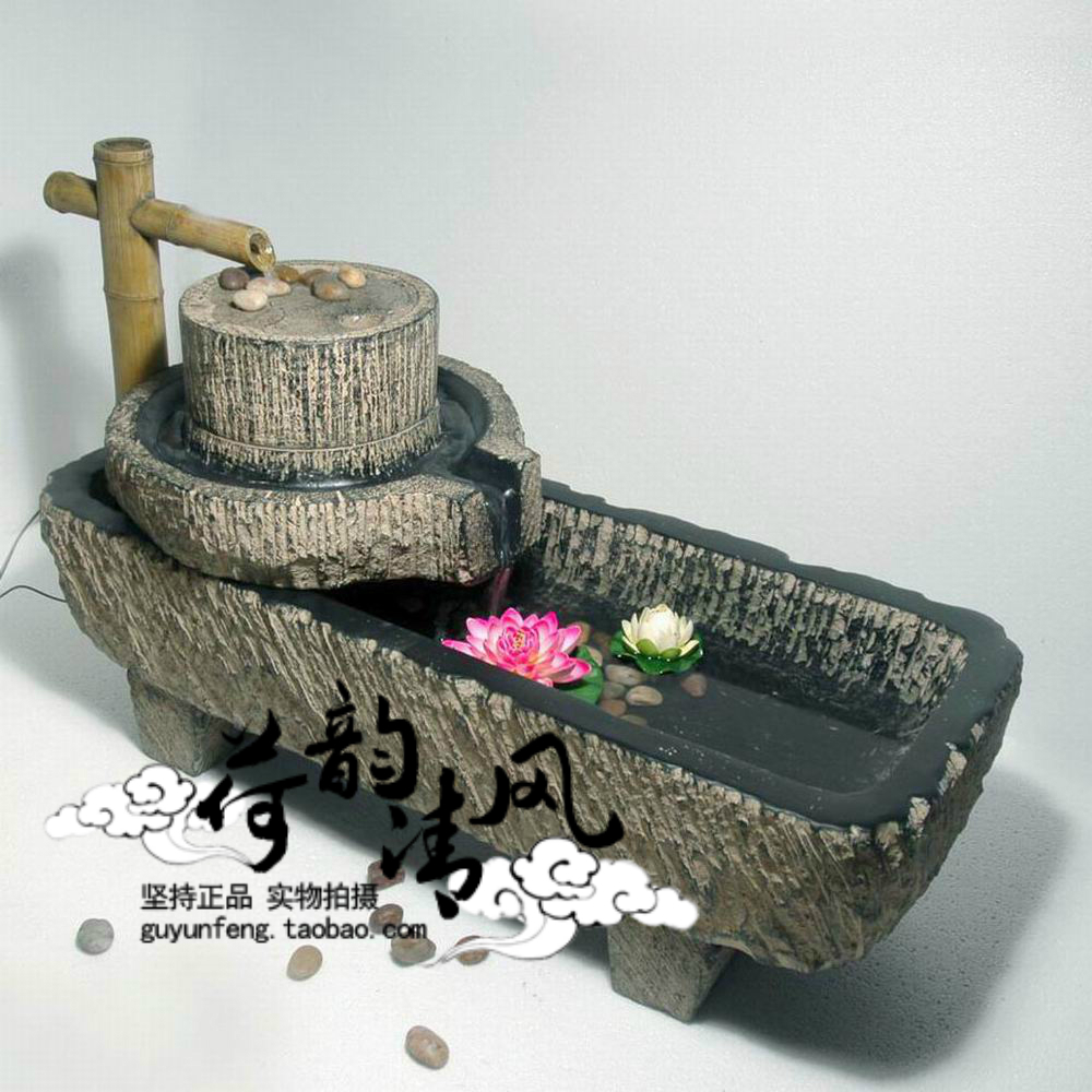 石槽磨盘水槽鱼缸仿石水景 喷泉风水摆设-转运 阳台花园庭院装饰