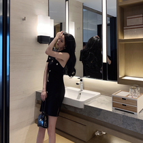 Small fragrance polo polo Lie dress woman summer dew shoulder sexy workout slim wrap hip skirt Herbenwind small black dress gown