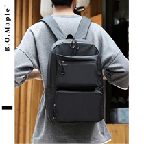 BOMaple New Mens Double Shoulder Backpack Pure Color Large Capacity Student Package Computer Package Cortex Waterproof Travel Han