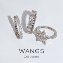 WANGS Star Girl Ring Japanese Light Luxury Sun Zircon full of delicate high-level superimposed silver ring