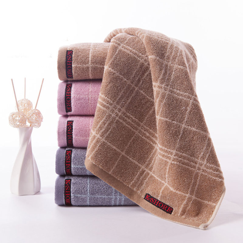 金号纯棉毛巾全棉精梳纱花式线 简约提花格子 厚实柔软吸水_7折现价8.