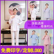 Nurse suit split set long sleeve female winter round collar White Plus side two-piece set short slim long sleeve work clothes