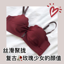 ( Small chest gathering ) Markless underwear girl without steel ring daily bra bra bra bra bra bra bra set red thin HB