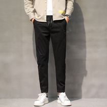 Tide brand small feet drawstring loose casual long pants 2021 summer new mens Korean version of toe closure overalls pants