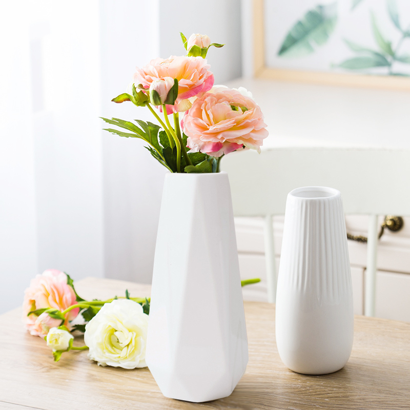 Ins Nordic ceramic vases, small pure and fresh and hydroponic flower arranging contracted white modern Nordic household decorates sitting room furnishing articles