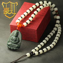 Xinjiang Hetian Yuqing Jade Guanyin White Jade Bodhi Root Nanhai Guanyin Bodhisattva Carved