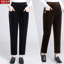 Fat grandmother large - yard cordude trousers middle - aged adult spring - fall girl 60 years old woman 70 old woman long pants mother spring dress