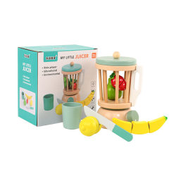 CE wooden children's kitchen toy simulation fruit and vegetable salad coffee bread machine boys and girls play house set