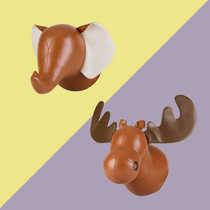 TR ) Taiwan Zuny animal shape cute leather wall decoration pendant gift lion hippo elephant giraffe