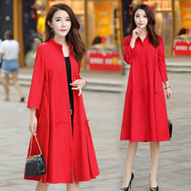 Young mother windbreaker high lady foreign style August wide wife thin coat 2021 womens new spring and autumn