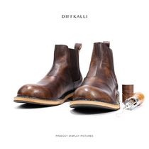 Chelsea mens boots new retro high-top shoes mens Martin boots British style winter and autumn handmade leather shoes boots men