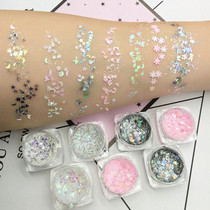 Rave mermaid color high-gloss pink trampoline music festival Electric syllable face paste fish scale glitter gel sequins