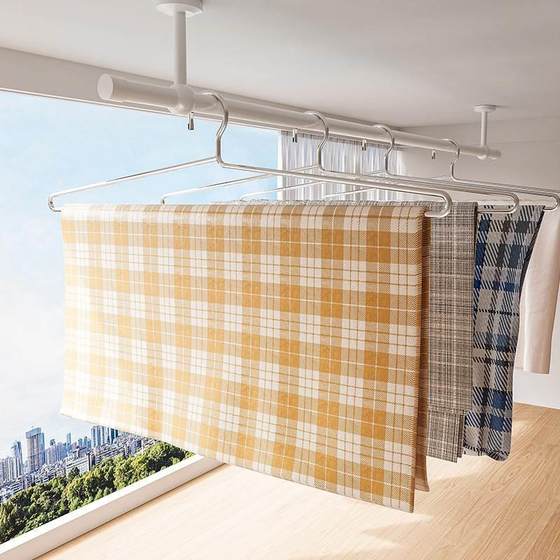 The rack is sunny, the sheets of the sheets are covered with stainless steel solid long -thicken long oversized oversized hanger household bath towel artifacts The rack is sunny, the sheets of the sheets are covered with stainless steel solid long -thicken long oversized oversized hanger household bath towel artifacts