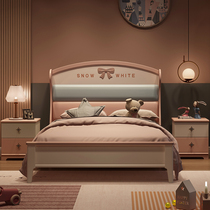 INS pink girls bedroom set net red princess bed solid wood childrens crib girls single bed 1 5 meters storage bed