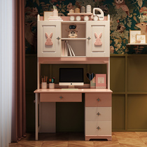 Rabbit childrens desk girl corner desk bookcase combination small apartment type simple learning desk primary school student writing desk