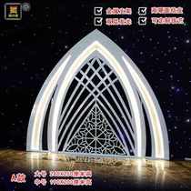 PVC wedding props double-layer luminous arch stage layout ornaments Spire triangular arch can be wrought iron