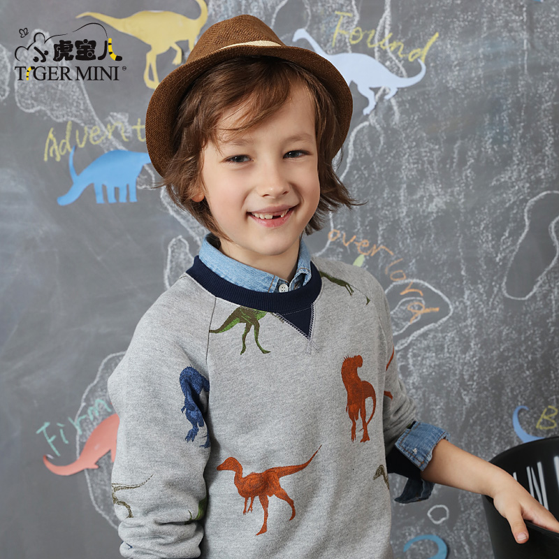 男童恐龙卫衣 儿童加绒套头中大童外穿2016秋冬装7岁小虎宝儿童装产品展示图3