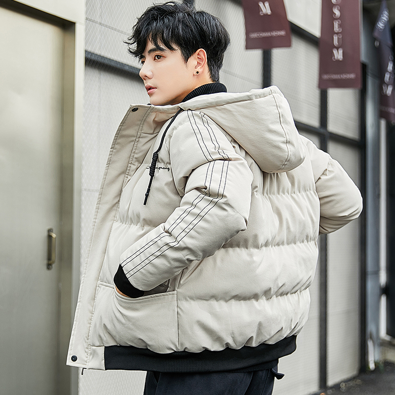 2019秋冬新品棉衣男外套时尚百搭潮学生范修身连帽棉服上衣