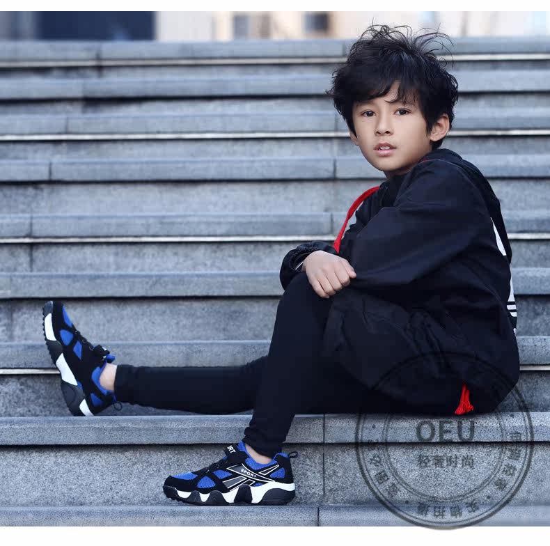 oeu男童鞋网面透气运动鞋2018秋冬季新款中大儿童椰子鞋jj1021