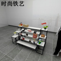 Clothing store high and low table Childrens clothing water table Wooden display table Mens and womens clothing three-layer five-layer shoe rack bag rack