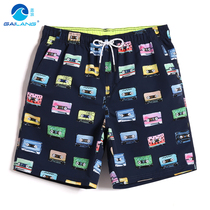 Cover Lang card with printed beach pants men loose seaside resort hot spring flat corner swimming trunks quick-dry five-point shorts tide tide