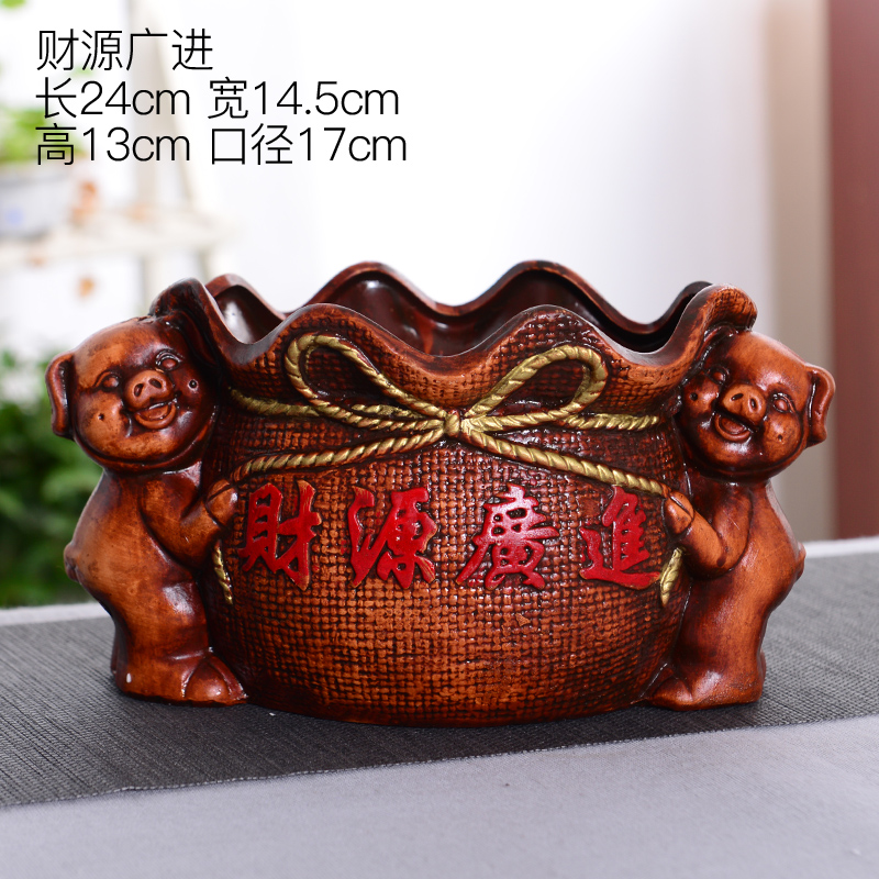 Restoring ancient ways is rich pig ceramic flower pot rich banyan tree European flower implement move flowerpot lucky auspicious pig and flower POTS