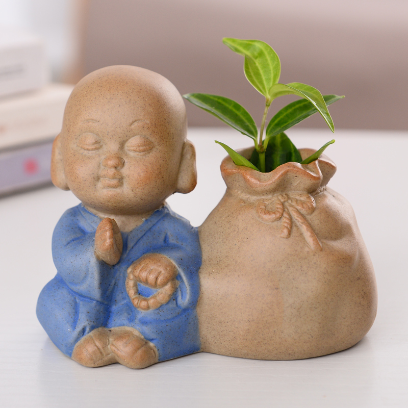 Hydroponic copper grass flower POTS zen monk Hydroponic other desktop furnishing articles dried flowers, the young monk goody bag vases, pottery and porcelain