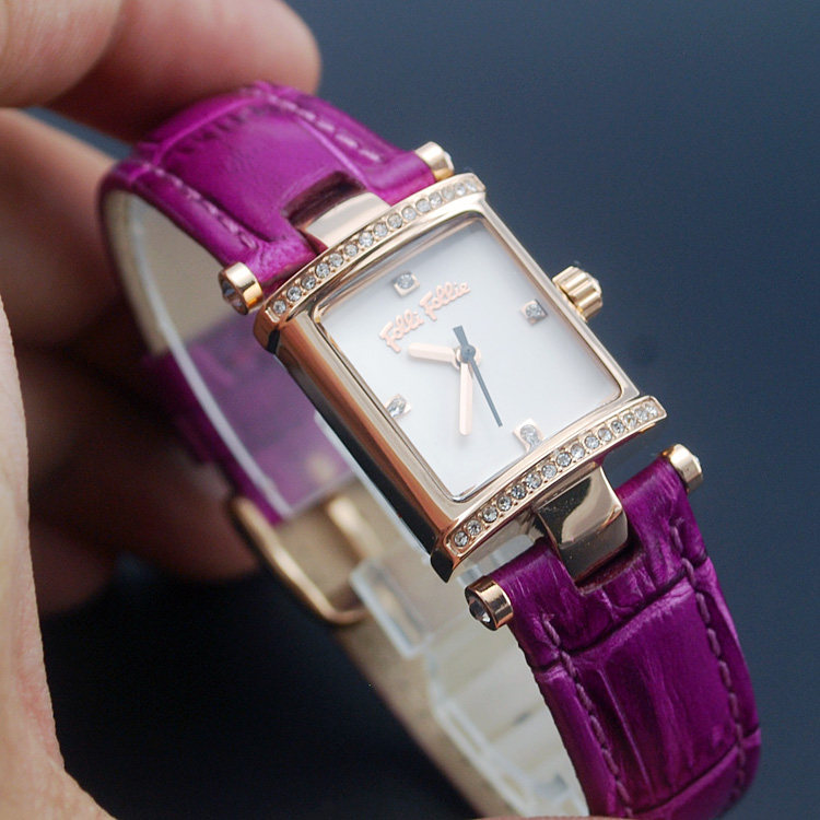 [现货folli follie/芙丽芙丽手表皮带简约秀气玫瑰金