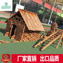 Kindergarten building blocks large-scale construction area corner toy anti-corrosion charcoal burning oversized wooden outdoor carbonized building blocks