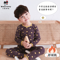 Little black toenie winter boys thermal underwear set children plus velvet padded little black Tony autumn clothes and trousers set