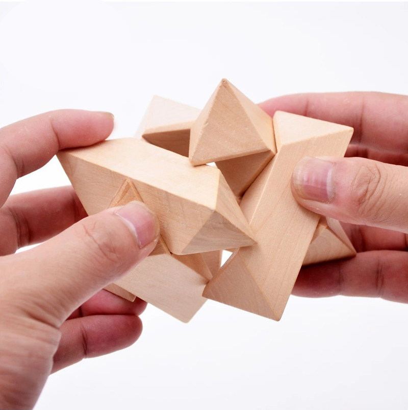 成人儿童益智木制玩具解锁智力玩具拼装孔明锁鲁班锁套装六件套