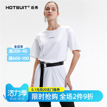 hotsuit rear show sports short-sleeved womens 2020 summer new pure cotton breathable fashion trend long short T-shirt