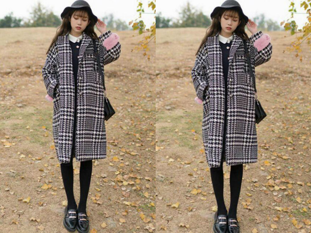 搭配5:格纹外套 连衣裙