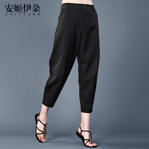 香蕉裤女大码显瘦高腰哈伦裤女夏薄款九分裤韩版宽松红色休闲女裤