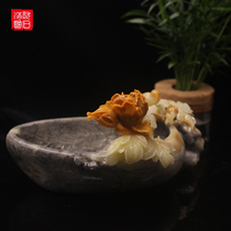 Fujian Shoushan lime hibiscus Crystal clever color creative ornaments fish tank Ashtray running water fountain gift collection