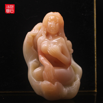 Fujian Shoushan stone body art naked female ornaments peach blossom hibiscus puddle frozen stone beauty powder frozen hand handle collection