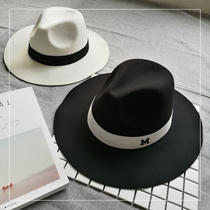 Korean hat female British retro casual hat black Joker Jazz hat Korean version of light board fedora hat spring and autumn