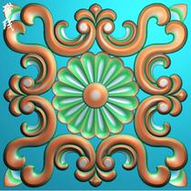 FH-227 Roman column head square ocean flower appliqua wood carving finely carved figure JDP grayscale photo BMP picture