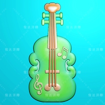 Guitar 01 carved figure guitar music pipa violin musical instrument notes Jade carved figure relief figure grayscale jdp