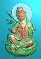 Net Bottle Willow Branches Positive Dress Guanyin Sitting Lotus Zhengguanyin Finely Carved Figurian Plot Jade Sculpture embossed figure JDP