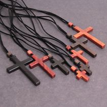 Solid wood red sandalwood cross pendant wooden necklace male and female summer brief about 100 Fashion Ornament Lovers