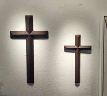 Smoke-smoked oak-shaped cross home pendulum wall hanging wall-hanging 45 cm original handcraft