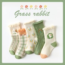 Girls lace winter cotton white socks 1-8-12 year old baby socks breathable mesh tube Japanese princess long tube