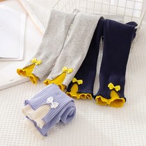 Girls pantyhose spring slim autumn no-drop knitted leggings net red thin outer wear foreign style Joker stretch pants