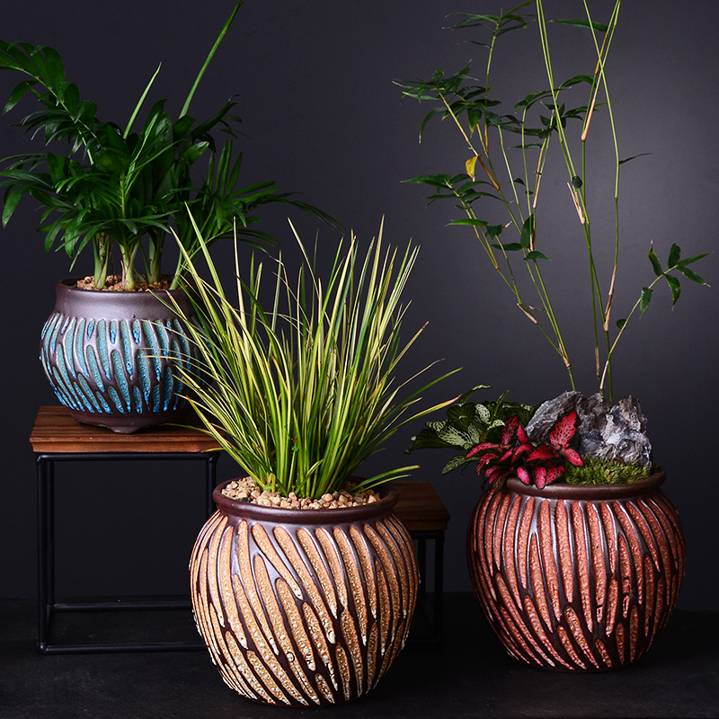 Old coarse pottery flowerpot ceramics violet arenaceous mud rock, fleshy creative Old running the wholesale to sell meat meat plant bonsai POTS restoring ancient ways