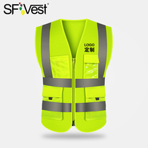 SFVest mesh fluorescent reflective clothing vest Traffic safety construction vest Sanitation road site summer breathable clothing