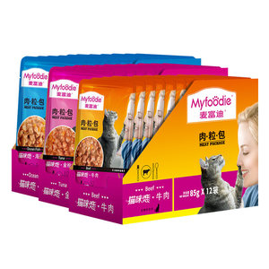麦富迪肉粒包妙鲜包猫条包妙鲜猫咪恋湿粮罐头冻干零食肉条85g*24