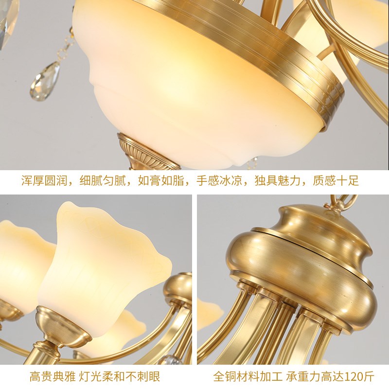 y097欧式复古吊灯全铜灯别墅客厅吊灯创意美式约大气灯具