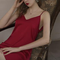 Vivi sexy pajamas ladies suspender nightdress deep V beauty backless silk silk short skirt homewear spring and summer